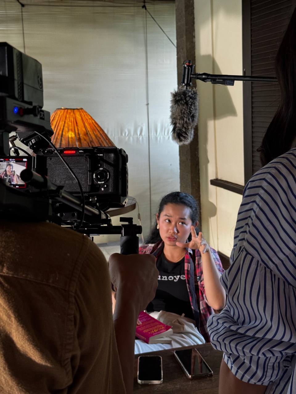 Amelia Ali on set during a film shoot in Bali